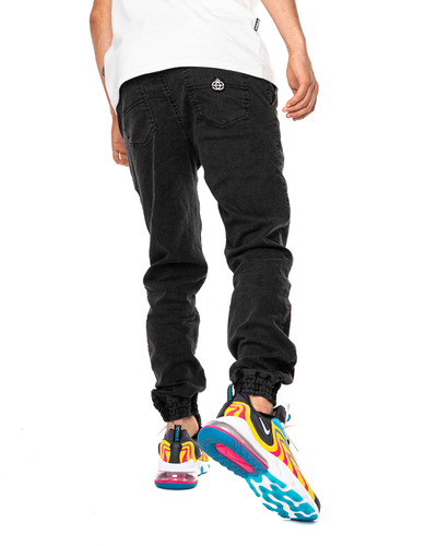Spodnie Jeans Jogger Elade Icon Mini Logo Marmurkowe Czarne