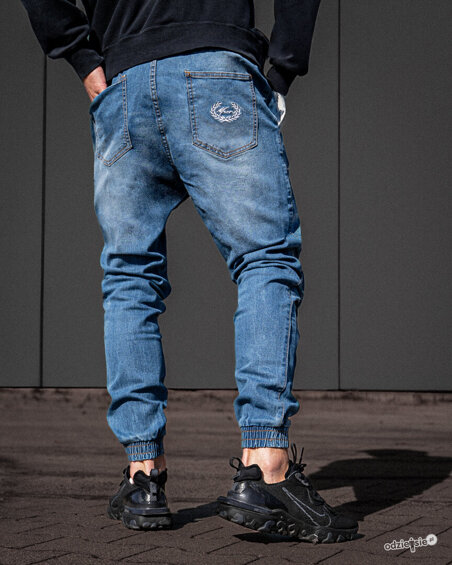Spodnie Jeans Jogger Moro Sport Paris Laur Marmurkowe Niebieskie