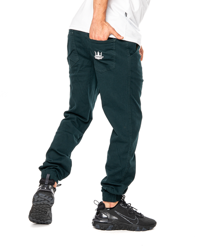 Spodnie Materiałowe Jogger Jigga Wear Crown Zielone / Białe
