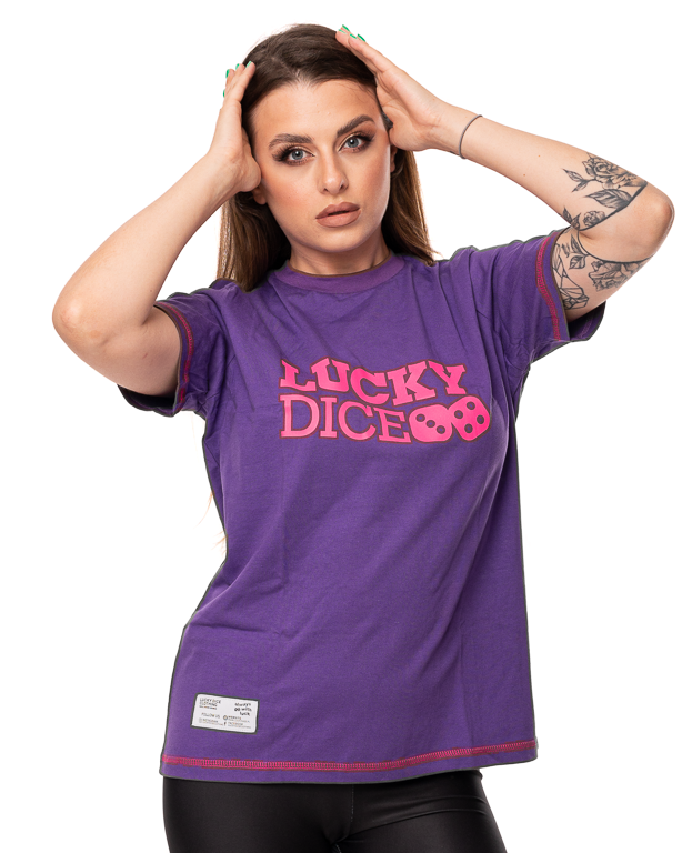 Koszulka Damska Lucky Dice Logo And Girl Fioletowa