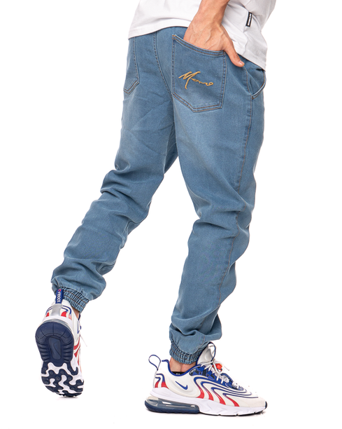 Spodnie Jeans Jogger Moro Sport Big Paris Pocket Jasnoniebieskie