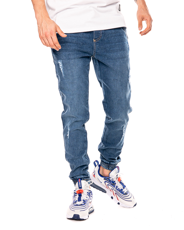 Spodnie Jeans Jogger Moro Sport Laur Pocket Z Dziurami Niebieskie