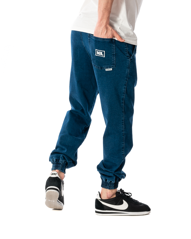 Spodnie Jeans Jogger New Bad Line Icon Morskie Niebieskie