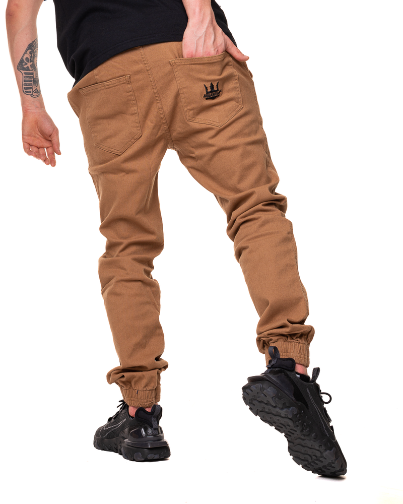 Spodnie Materiałowe Jogger Jigga Wear Crown Miodowe / Czarne